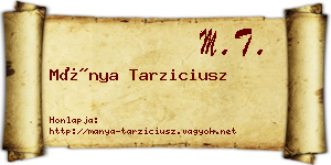 Mánya Tarziciusz névjegykártya